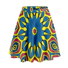 Yellow Flower Mandala High Waist Skirt