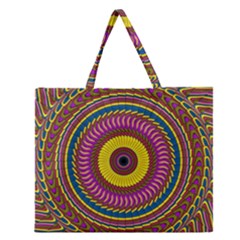 Ornament Mandala Zipper Large Tote Bag