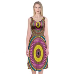 Ornament Mandala Midi Sleeveless Dress by designworld65