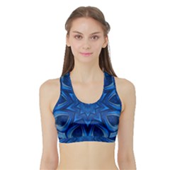 Blue Blossom Mandala Sports Bra With Border by designworld65