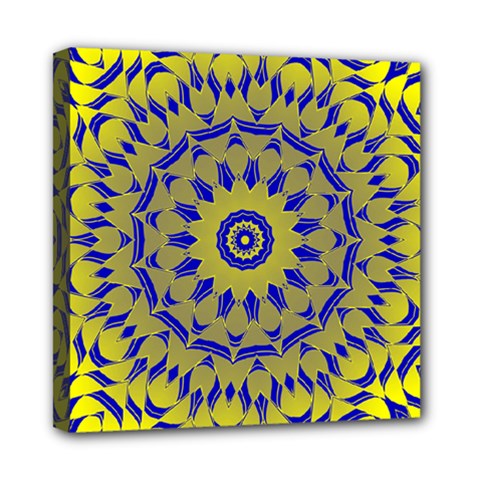 Yellow Blue Gold Mandala Mini Canvas 8  X 8  by designworld65