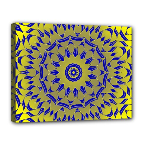 Yellow Blue Gold Mandala Canvas 14  X 11  by designworld65