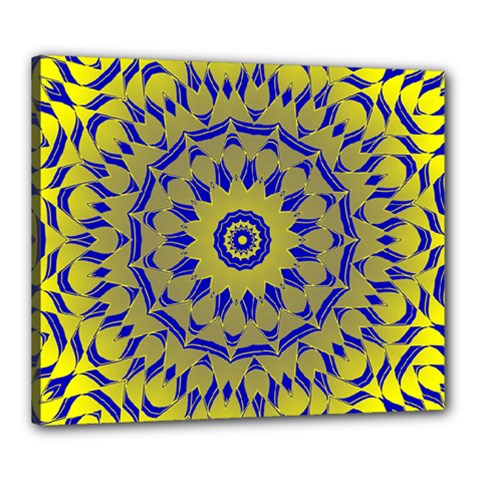 Yellow Blue Gold Mandala Canvas 24  X 20 