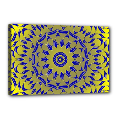 Yellow Blue Gold Mandala Canvas 18  X 12  by designworld65