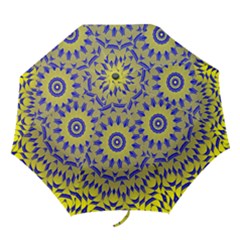 Yellow Blue Gold Mandala Folding Umbrellas