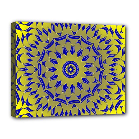 Yellow Blue Gold Mandala Deluxe Canvas 20  X 16   by designworld65