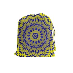 Yellow Blue Gold Mandala Drawstring Pouches (large) 