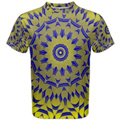 Yellow Blue Gold Mandala Men s Cotton Tee by designworld65