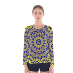 Yellow Blue Gold Mandala Women s Long Sleeve Tee