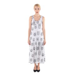 Sketchy Cats Sleeveless Maxi Dress by kostolom3000shop