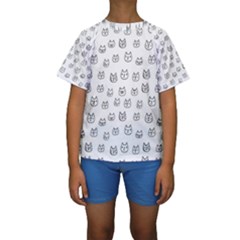 Sketchy Cats Kids  Short Sleeve Swimwear