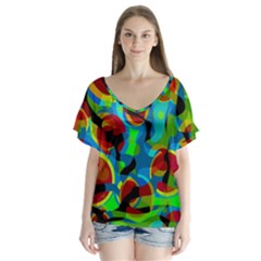 Colorful Smoothie  Flutter Sleeve Top