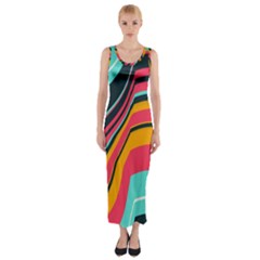 Bent Waves                                                                                                        Fitted Maxi Dress