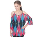 Triangles stripes and other shapes                     Flutter Sleeve Tee View1