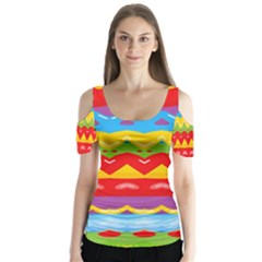 Colorful Waves                                            Butterfly Sleeve Cutout Tee