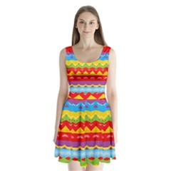 Colorful Waves                        Split Back Mini Dress