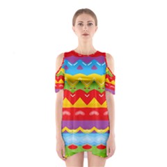 Colorful Waves                                                                                                           Women s Cutout Shoulder Dress