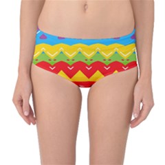 Colorful Waves                                                                                                           Mid-waist Bikini Bottoms