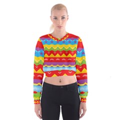 Colorful Waves                                                                                                             Women s Cropped Sweatshirt