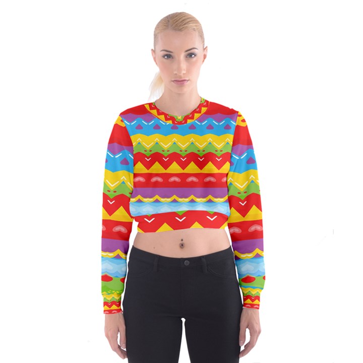 Colorful waves                                                                                                             Women s Cropped Sweatshirt