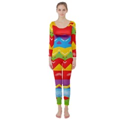 Colorful Waves                                                                                                            Long Sleeve Catsuit