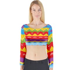 Colorful Waves                                                                                                           Long Sleeve Crop Top