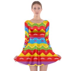 Colorful Waves                                                                                                           Long Sleeve Skater Dress