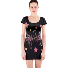 Happy Holidays 3 Short Sleeve Bodycon Dress by Valentinaart