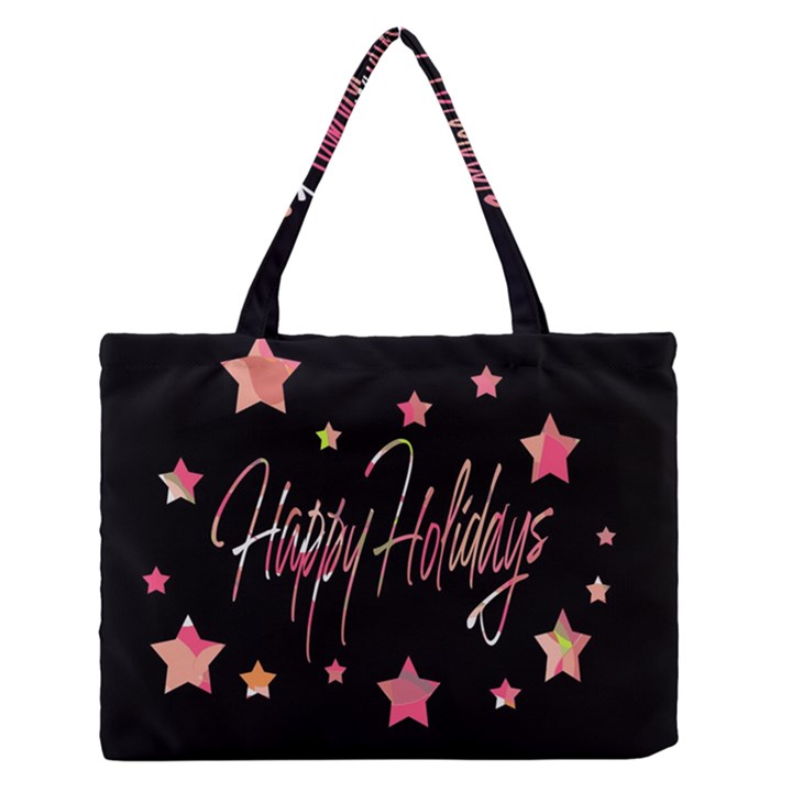 Happy Holidays 3 Medium Zipper Tote Bag