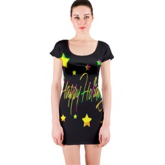 Happy Holidays 4 Short Sleeve Bodycon Dress by Valentinaart