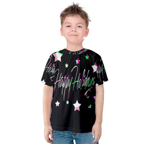 Happy Holidays 5 Kids  Cotton Tee by Valentinaart