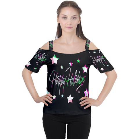 Happy Holidays 5 Women s Cutout Shoulder Tee by Valentinaart