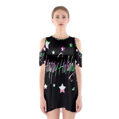 Happy Holidays 5 Cutout Shoulder Dress by Valentinaart