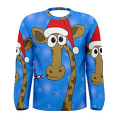 Xmas Giraffe - Blue Men s Long Sleeve Tee