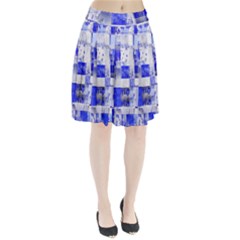 Blue And White Abstract Geometric Design  Pleated Skirt by GabriellaDavid