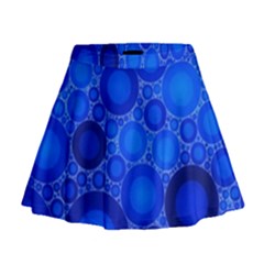 Dark Blue Abstract Circles Design  Mini Flare Skirt by GabriellaDavid