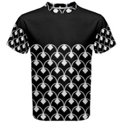 White And Black Geometric Design  Men s Cotton Tee