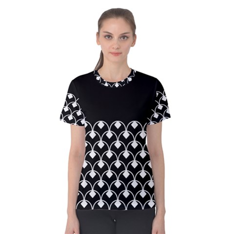 White And Black Geometric Design  Women s Cotton Tee by GabriellaDavid