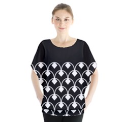 White And Black Geometric Design  Blouse