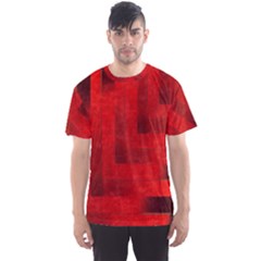 Beautiful Red Geometric Silk Optic Abstract Design  Men s Sport Mesh Tee