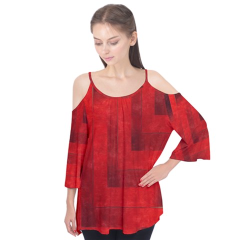 Beautiful Red Geometric Silk Optic Abstract Design  Flutter Tees by GabriellaDavid