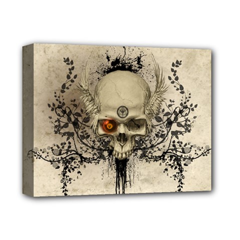 Awesome Skull With Flowers And Grunge Deluxe Canvas 14  X 11  by FantasyWorld7