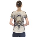 Awesome Skull With Flowers And Grunge Short Sleeve Front Detail Top View2