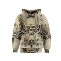 Awesome Skull With Flowers And Grunge Kids  Pullover Hoodie