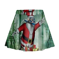 Funny Santa Claus In The Underwater World Mini Flare Skirt by FantasyWorld7