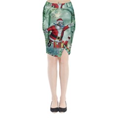 Funny Santa Claus In The Underwater World Midi Wrap Pencil Skirt by FantasyWorld7