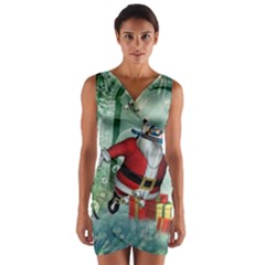 Funny Santa Claus In The Underwater World Wrap Front Bodycon Dress by FantasyWorld7