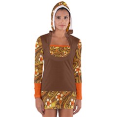 Orange Hawaiian Women s Long Sleeve Hooded T-shirt