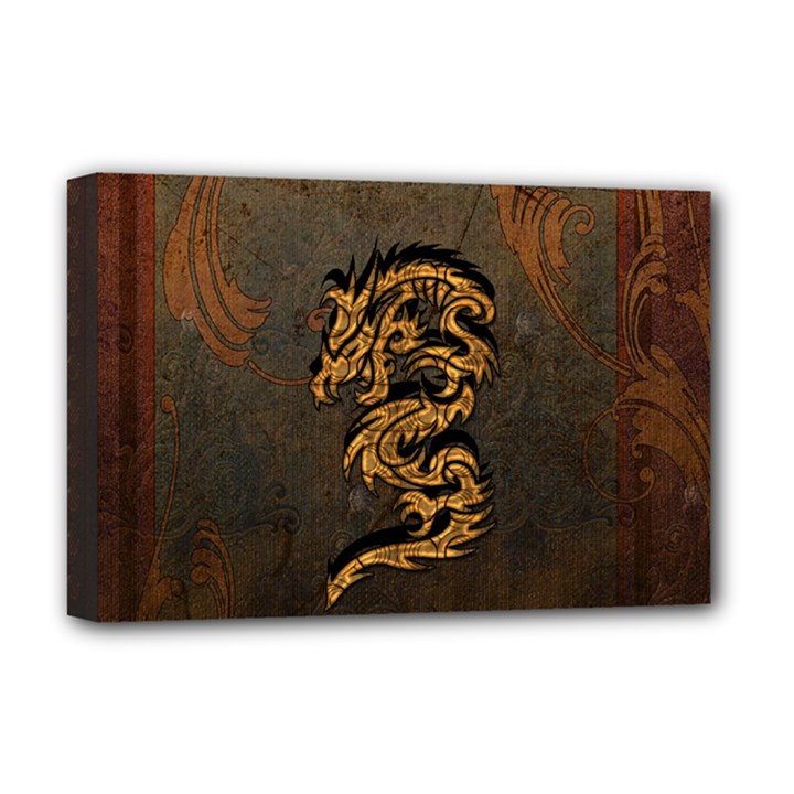 Awesome Dragon, Tribal Design Deluxe Canvas 18  x 12  