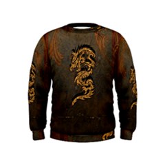 Awesome Dragon, Tribal Design Kids  Sweatshirt by FantasyWorld7